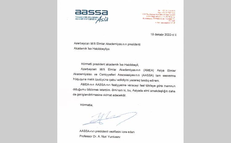 AMEA ilk dəfə olaraq beynəlxalq elmi qurumun üzvlüyünə qəbul edilib 
