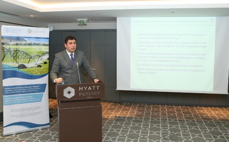 Aqrar sahədə su ehtiyatlarının idarə edilməsinin təkmilləşdirilməsinə həsr olunmuş seminar keçirilib 