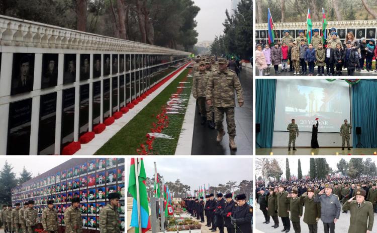 В Азербайджанской Армии проведён ряд мероприятий по случаю очередной годовщины трагедии 20 Января - ВИДЕО