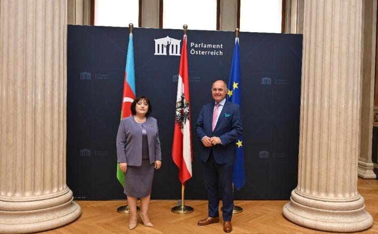 Глава Милли Меджлиса Сагиба Гафарова на встрече со спикером Национального совета Австрии 