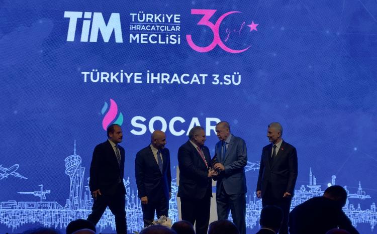 Prezident Rəcəb Tayyib Ərdoğan SOCAR-a mükafat təqdim etdi 