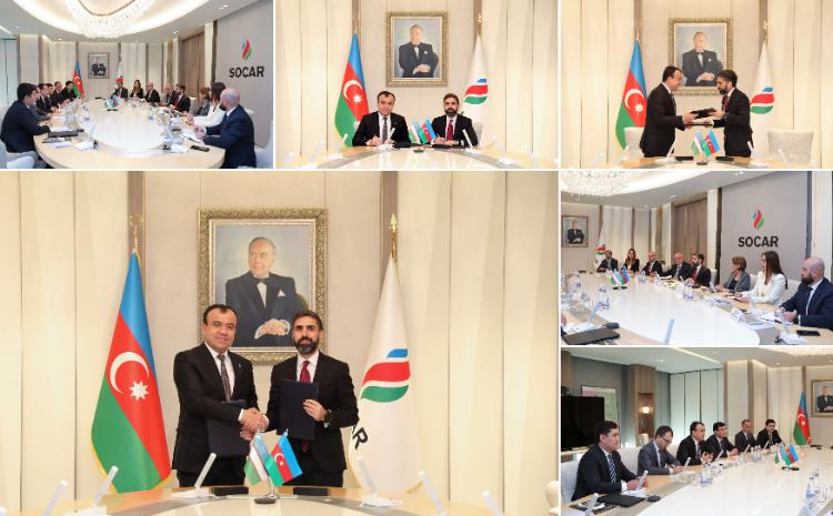 SOCAR-ın prezidenti Rövşən Nəcəf "Uzbekneftegaz" Səhmdar Cəmiyyətinin İdarə Heyətinin sədri Baxodirjon Sidiqov ilə görüşüb 