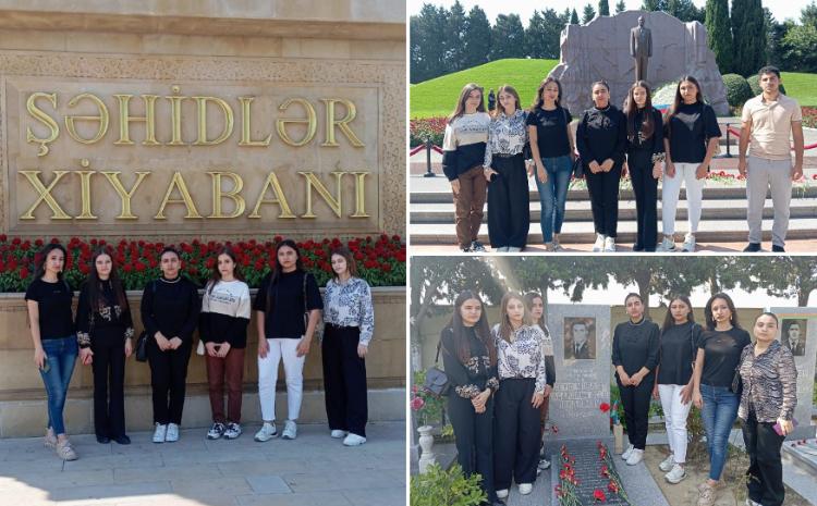 BDU-nun Tarix fakültəsinin tələbələri Fəxri xiyaban və Şəhidlər xiyabanını ziyarət ediblər 