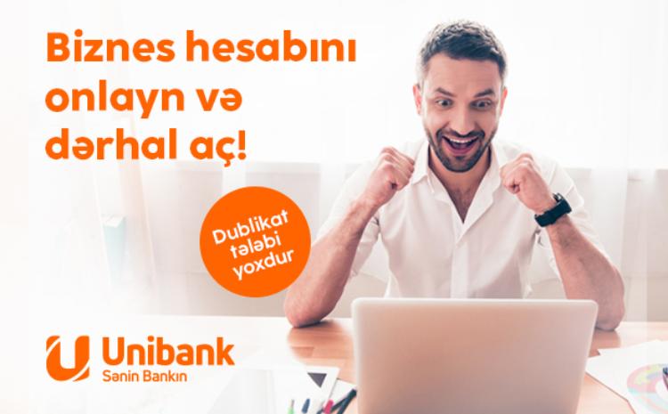Unibankda onlayn biznes hesabını şəhadətnamə dublikatsız açmaq olar 