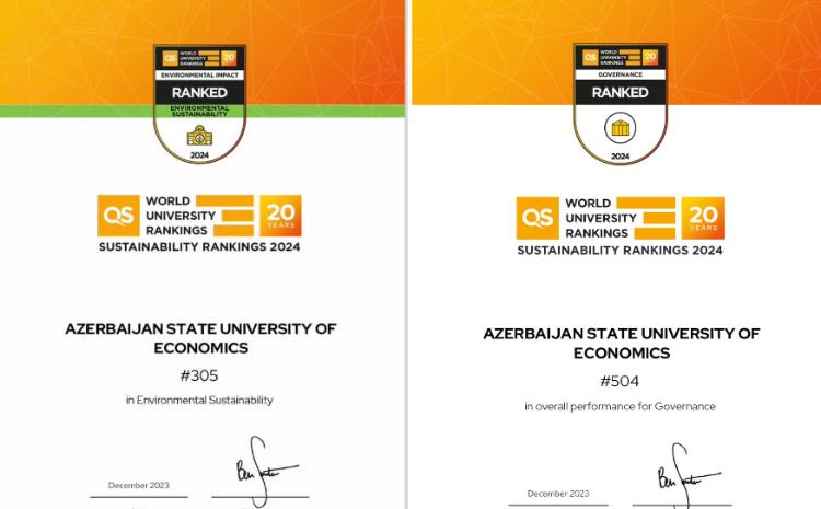 UNEC первый в Азербайджане по Рейтингу устойчивого развития QS 2024! 