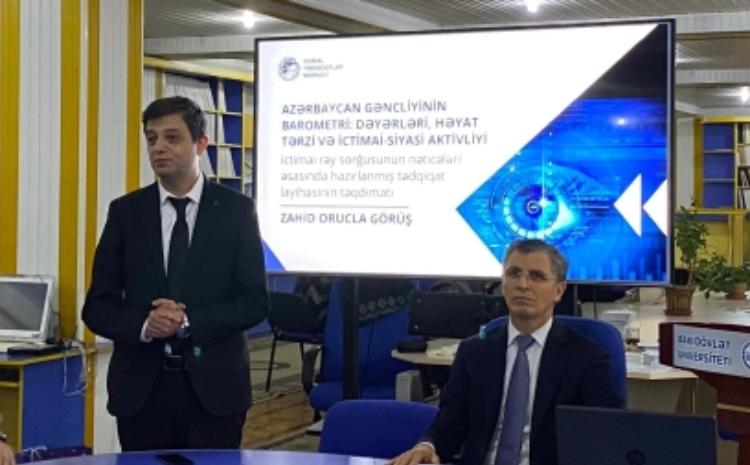 Sosial Tədqiqatlar Mərkəzinin rəhbəri Zahid Oruc BDU-nun Jurnalistika fakültəsinin tələbələri ilə görüşüb 