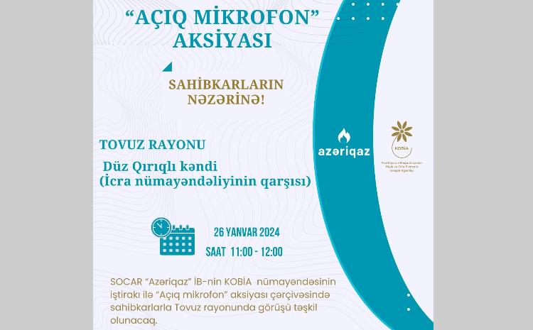 Sahibkarlarla növbəti görüş Tovuz rayonunda keçiriləcək 