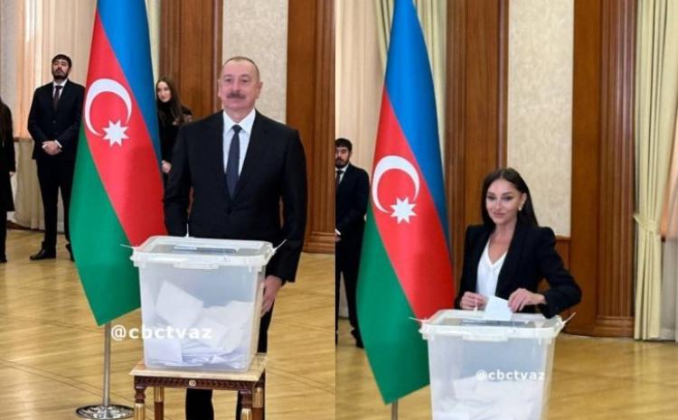 Prezident İlham Əliyev, birinci xanım Mehriban Əliyeva və ailə üzvləri Xankəndidə səs veriblər 