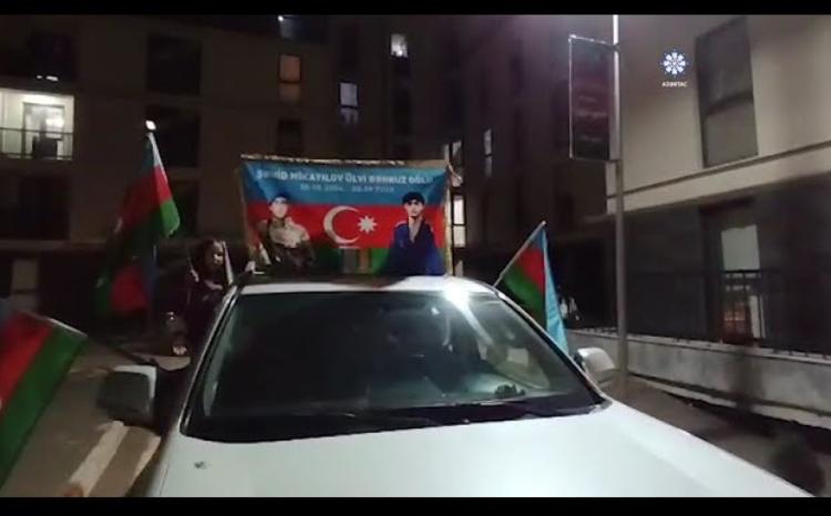 Füzuli sakinləri Prezident İlham Əliyevin qələbəsini bayram ediblər - VİDEO