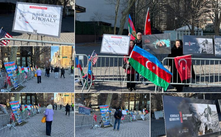 BMT-nin mənzil-qərargahı yaxınlığında Xocalı soyqırımına hərs olunmuş fotosərgi nümayiş olunub 