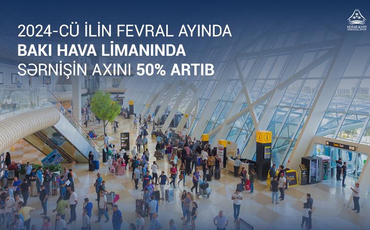 В феврале 2024 года пассажиропоток в бакинском аэропорту увеличился на 50% 