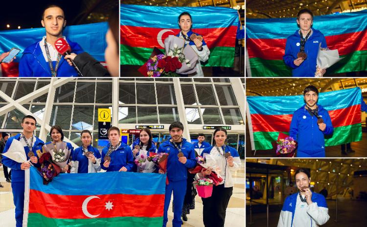 Avropa çempionatında medal qazanan Azərbaycan atıcıları Vətənə qayıdıblar 