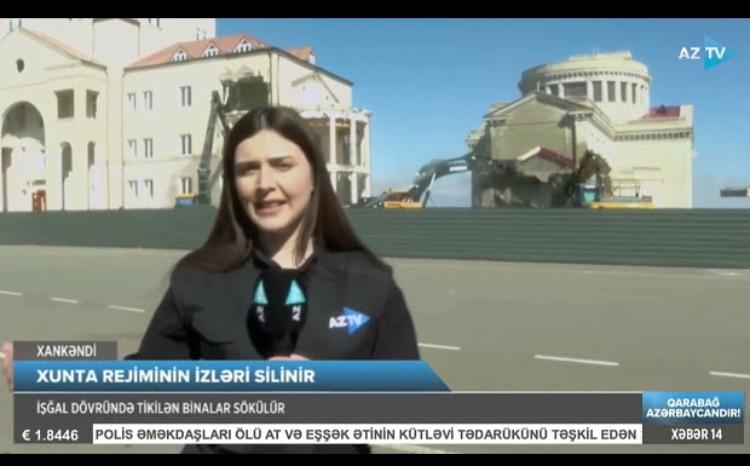 Xankəndidə separatçıların "parlament binası" sökülür - ANBAAN GÖRÜNTÜLƏR
