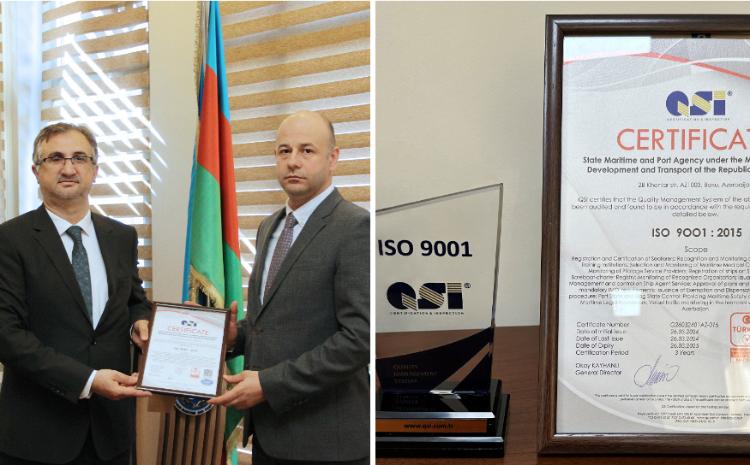 Dövlət Dəniz və Liman Agentliyi ISO 9001:2015 Keyfiyyəti İdarəetmə Sistemi üzrə beynəlxalq uyğunluq sertifikatına layiq görülüb 