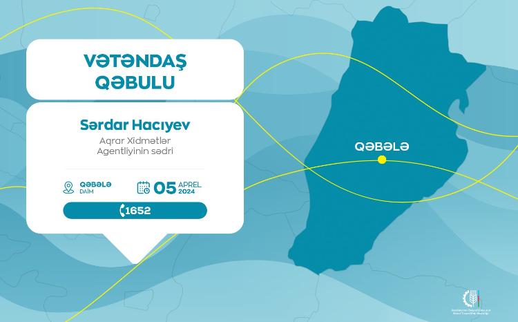 Aqrar Xidmətlər Agentliyinin sədri Sərdar Hacıyev Qəbələdə vətəndaşları qəbul edəcək 