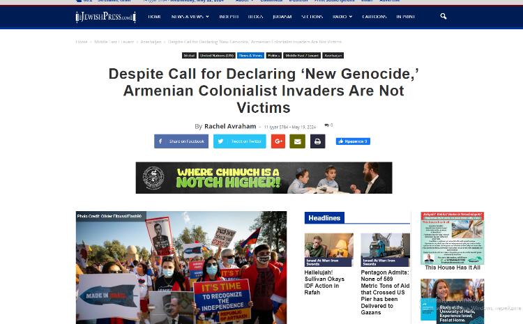 “Jewish Press”: Vardanyan öz çevrəsini tərk edərək Qarabağ bölgəsində məskunlaşan kolonialist olmağa qərar verən oliqarxdır 