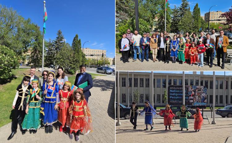 Kanadanın Recayna (Regina) şəhərində 28 May - Müstəqillik Günü münasibətilə Azərbaycan bayrağı qaldırılıb 