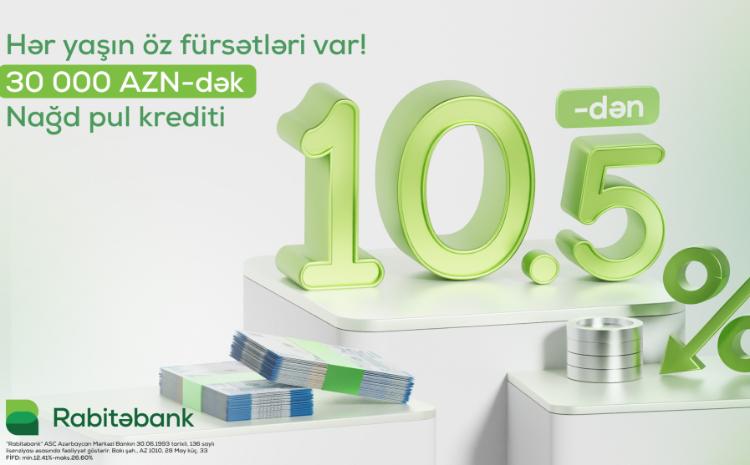 “Rabitəbank” nağd pul krediti üzrə faizləri aşağı salıb! 