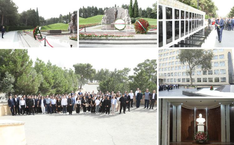 BDU kollektivi Fəxri xiyabanda Ulu Öndər Heydər Əliyevin məzarını və Şəhidlər xiyabanını ziyarət edib 
