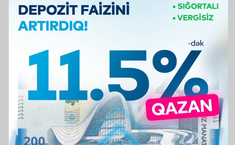 “Bank of Baku”da əmanət faizi artaraq 11,5 faiz oldu 