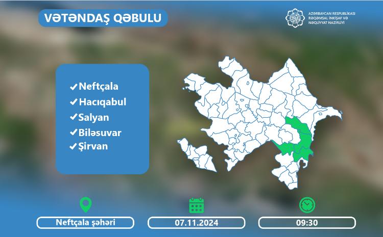 Nazir Rəşad Nəbiyev Neftçalada vətəndaşları qəbul edəcək 