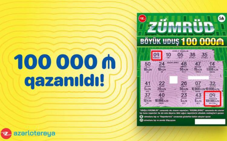 “Zümrüd” ani lotereyasında böyük uduş - 100 000 qazanıldı! 