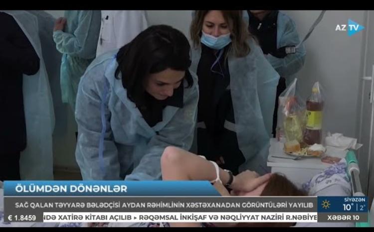 Sağ qalan təyyarə bələdçisi Aydan Rəhimlinin XƏSTƏXANADAN GÖRÜNTÜLƏRİ