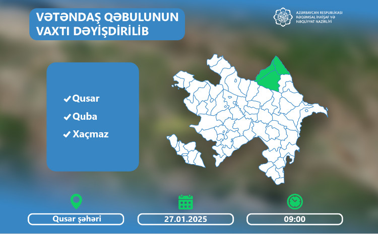 Nazir Rəşad Nəbiyev Qusarda vətəndaşları 27 yanvarda qəbul edəcək 