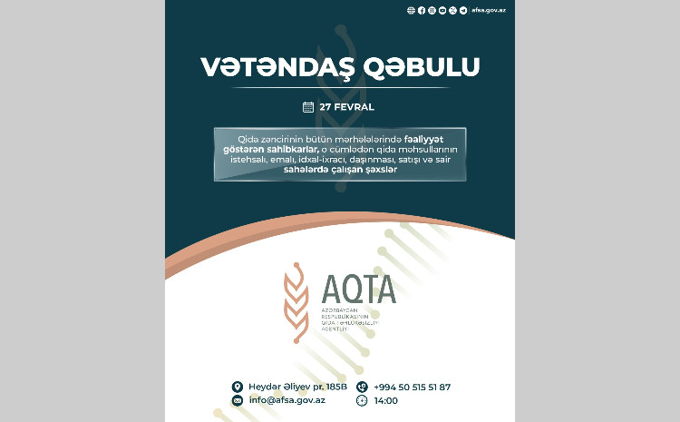 Qoşqar Təhməzli qida sahəsində fəaliyyət göstərən sahibkarları qəbul edəcək 
