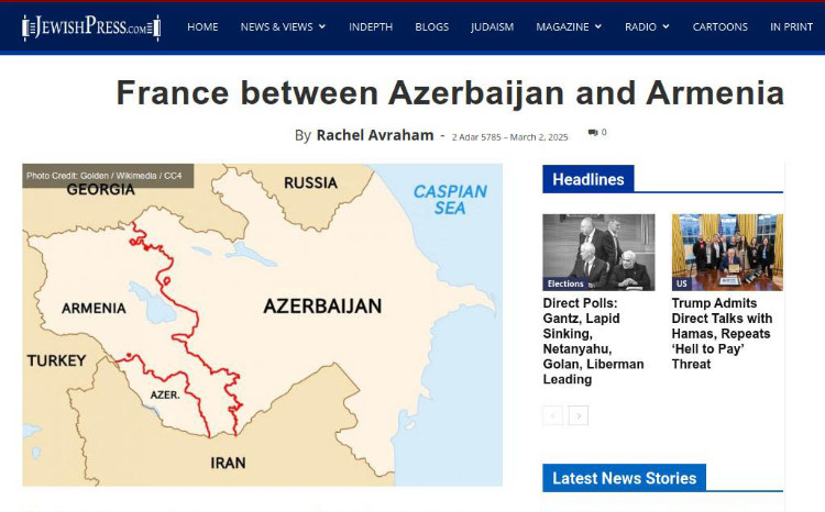 “Jewish Press”: Fransanın anti-Azərbaycan ritorikası bu ölkənin xarici və daxili siyasətinin mərkəzi komponentinə çevrilib 
