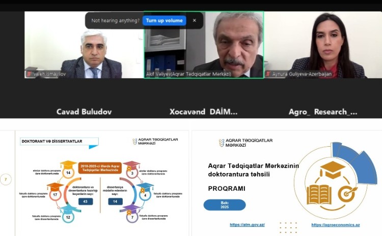 Aqrar Tədqiqatlar Mərkəzində Doktorantura Proqramı ilə bağlı təqdimat keçirilib 