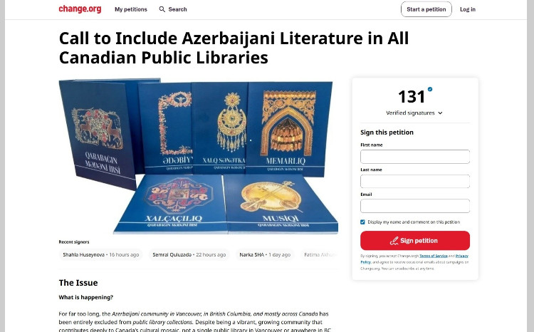 Soydaşlarımız Kanadada Azərbaycan kitablarına qadağaya etiraz edir 