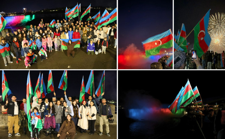 Niaqara şəlaləsi Azərbaycan bayrağının rəngləri ilə işıqlandırılıb 