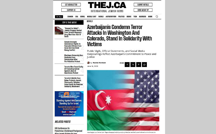 Kanada nəşri Azərbaycan diasporunun ABŞ-də törədilən terror aktlarını pisləməsindən yazıb 