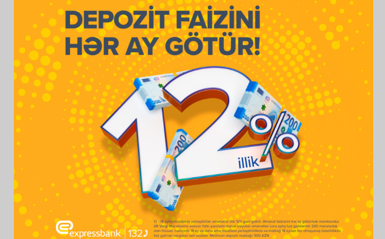 Vergidən azad depozit - illik 12% gəlir! 