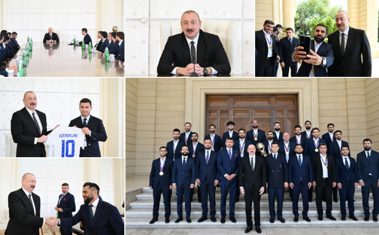 Prezidenti İlham Əliyev Azərbaycan milli komandasının üzvlərini qəbul edib 