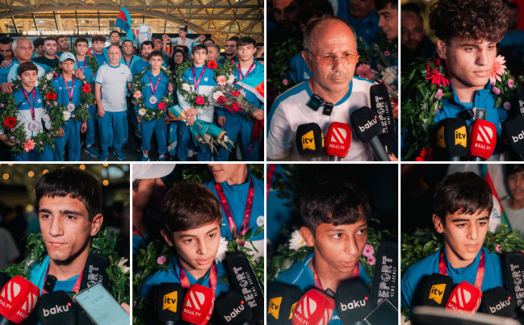 U15 Avropa çempionatının qalibi olan sərbəst güləş üzrə milli vətənə qayıdıb 
