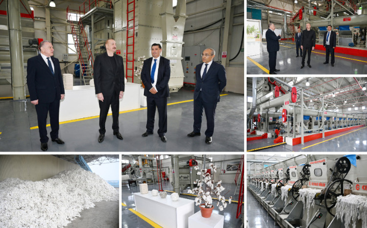 President Ilham Aliyev visited cotton processing plant in Sabirabad  President Ilham Aliyev visited cotton processing plant in Sabirabad