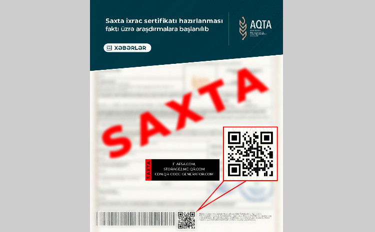 Saxta ixrac sertifikatı hazırlanması faktı üzrə araşdırmalara başlanılıb 
