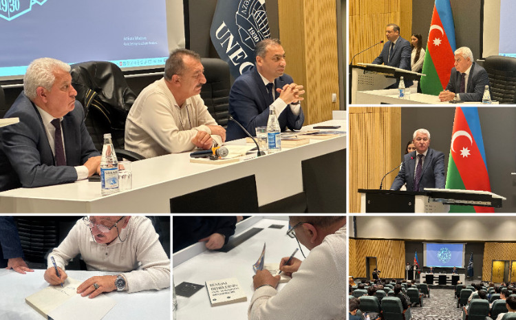 UNEC-də akademik Muxtar İmanov və şair Rüstəm Behrudi ilə görüş keçirilib 