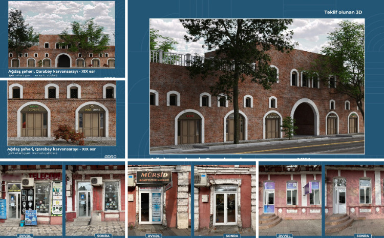 XIX əsrə aid Qarabəy karvansarayının fasadındakı reklamlar demontaj edilib 