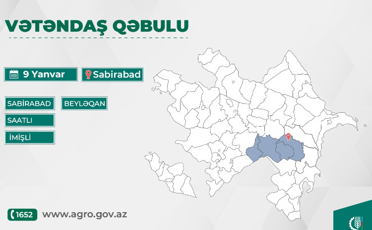 Kənd təsərrüfatı naziri Məcnun Məmmədov Sabirabadda vətəndaşları qəbul edəcək 