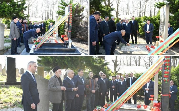 Masallı Rayon İcra Hakimiyyəti başçısı Araz Əhmədov şəhid Nurlan Malikovun yenidən qurulan məzarını ziyarət etdi 