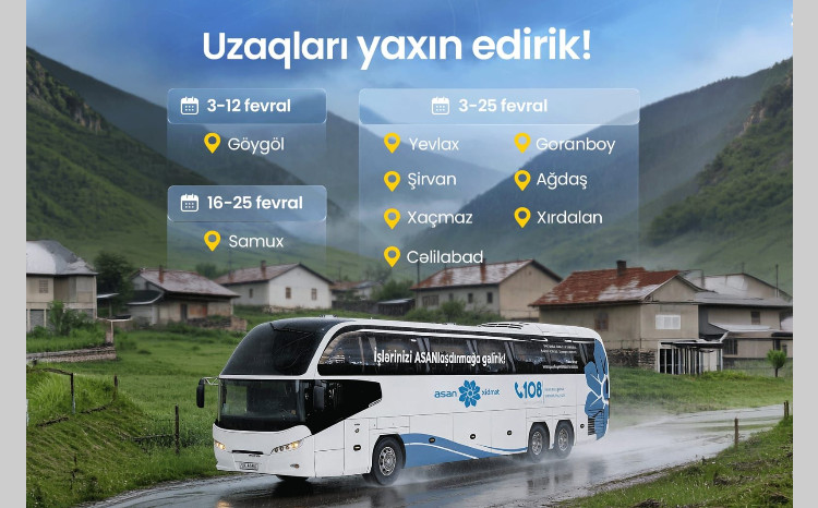Fevralda Səyyar ASAN-ın xidmət göstərəcəyi ünvanlar 