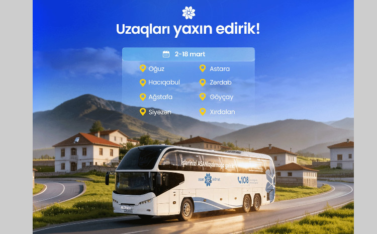Martda Səyyar ASAN xidmətin fəaliyyət göstərəcəyi ünvanlar 