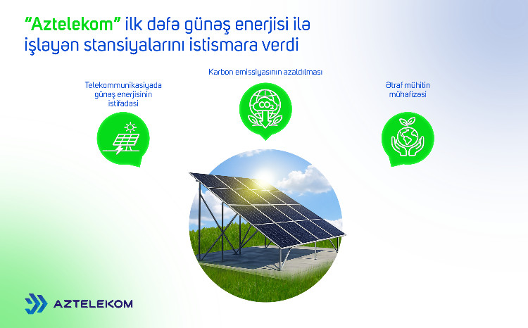 “Aztelekom” ilk dəfə günəş enerjisi ilə işləyən stansiyalarını istismara verdi 