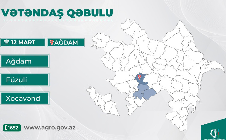 Kənd təsərrüfatı naziri Məcnun Məmmədov Ağdamda vətəndaşları qəbul edəcək 