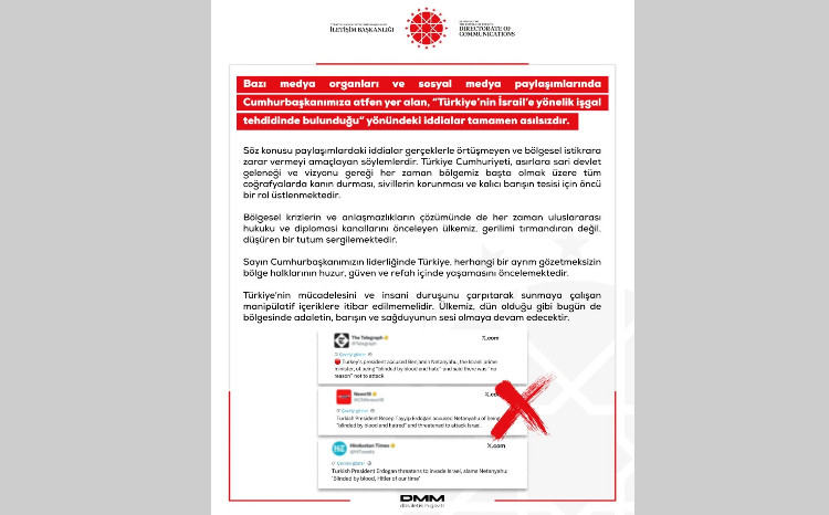   DMM-dən sərt açıqlama: Sosial mediada Ərdoğanın adından yayılan ifadələr yalandır 