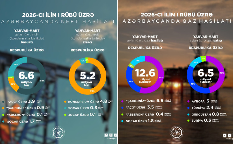 I rübdə 6,6 milyon ton neft, 12,6 milyard kubmetr təbii qaz hasil edilib 