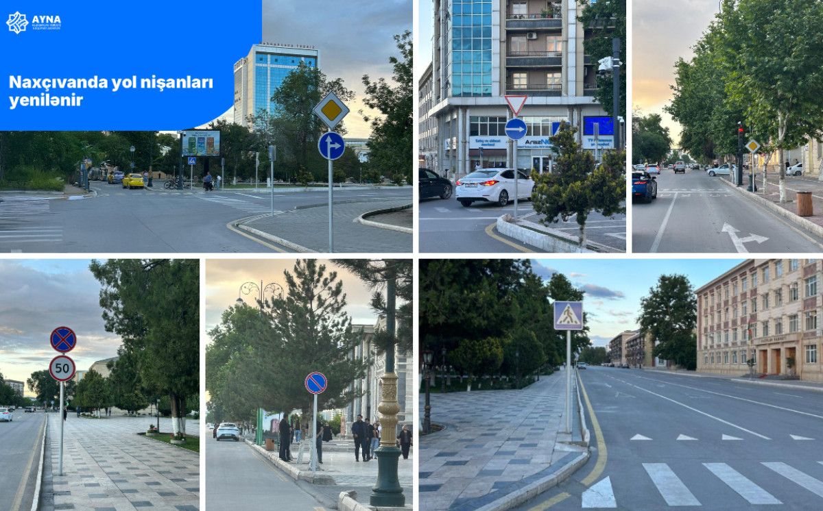 Naxçıvanda yol nişanları yenilənir 